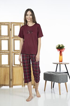 Estiva 24064 Kadın Kısa Kol Kapri Pijama Takım