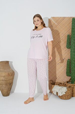 Estiva 24073 Büyük Beden Kadın Kısa Kol Pijama Takım