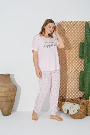 Estiva 24073 Büyük Beden Kadın Kısa Kol Pijama Takım