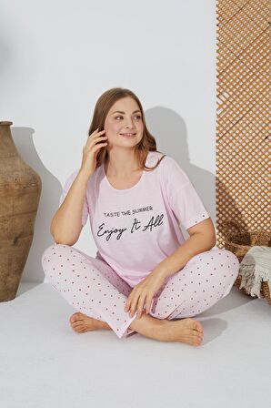 Estiva 24073 Büyük Beden Kadın Kısa Kol Pijama Takım