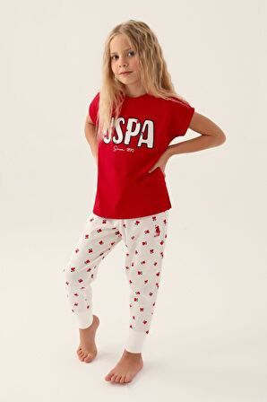 . 1834 Lisanslı Text Printed Kız Çocuk Pijama Takımı