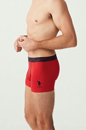 . 80336 Erkek Kırmızı Gri Melanj Lacivert 3'Lü Boxer