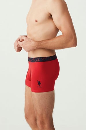 . 80336 Erkek Kırmızı Gri Melanj Lacivert 3'Lü Boxer