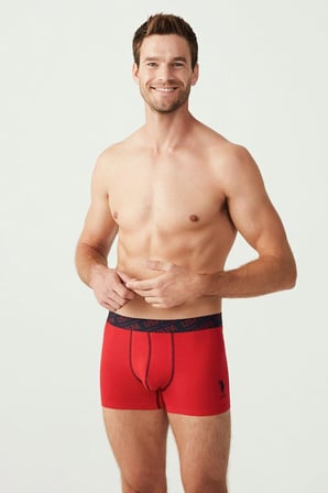 . 80336 Erkek Kırmızı Gri Melanj Lacivert 3'Lü Boxer