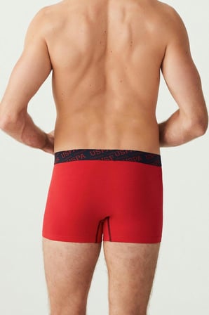 . 80336 Erkek Kırmızı Gri Melanj Lacivert 3'Lü Boxer