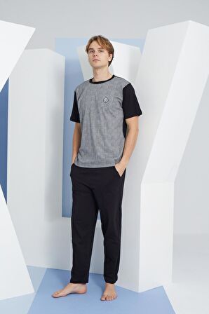 Kly 2117 Erkek Kısa Kollu 0 Yaka Pijama Takım