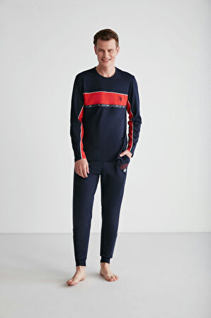 . 18725 Erkek Yuvarlak Yaka Pijama Takım