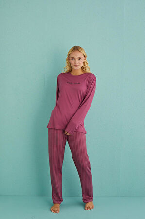 Gd Goldoremi 50902-40 Kadın Winter Vibes Milan Kumaş Uzun Kol Pijama Takımı
