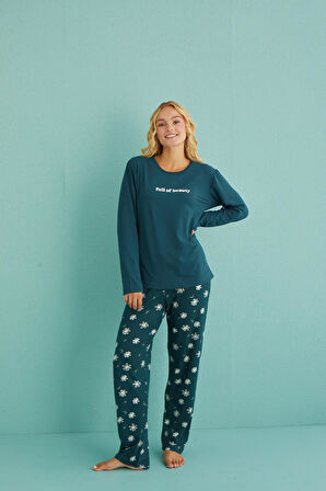 Gd Goldoremi 50902-46 Kadın Full Of Beauty Uzun Kol Pijama Takım