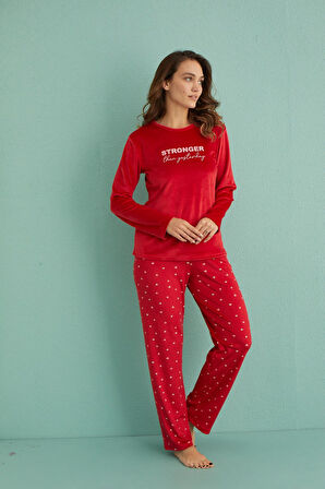 Gd Goldoremi 13309-3 Kadın Stronger Kadife Uzun Pijama Takım