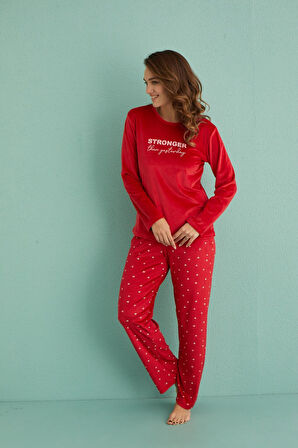 Gd Goldoremi 13309-3 Kadın Stronger Kadife Uzun Pijama Takım