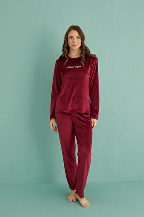Gd Goldoremi 13166-12 Kadın Ladles Night Kadife Pijama Takım