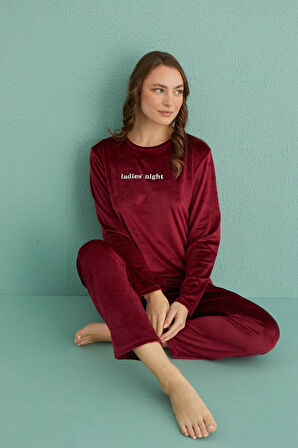 Gd Goldoremi 13166-12 Kadın Ladles Night Kadife Pijama Takım