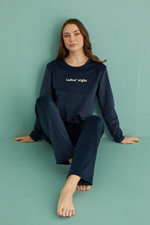 Gd Goldoremi 13166-11 Kadın Ladies Night Kadife Uzun Kol Pijama Takım