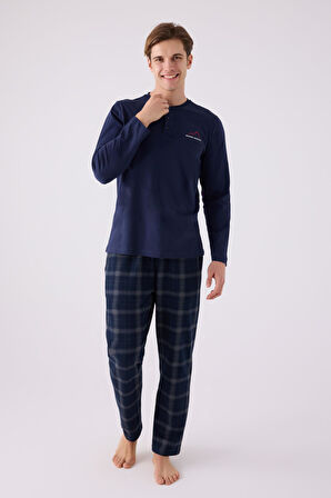 Arnetta 3152 Erkek Uzun Kol Düğmeli Pijama Takım