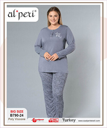 Gd Goldoremi 790-24 Büyük Beden Kadın Uzun Kollu Pijama Takım