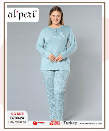 Gd Goldoremi 790-24 Büyük Beden Kadın Uzun Kollu Pijama Takım