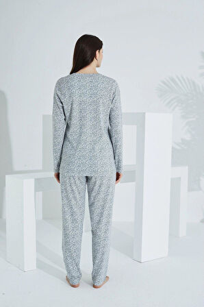 Gd Goldoremi 98277 Kadın Açık Düğmeli Yaka Uzun Kol Pijama Takım