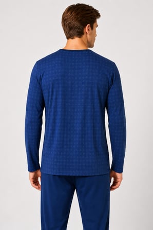 Gd Goldoremi Premium Erkek Rahat Kalıp %100 Pamuklu Desenli Uzun Kollu Pijama Takım