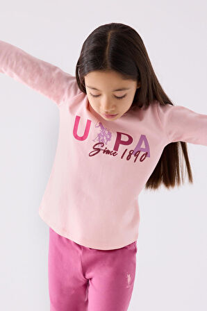 U.S. Polo Assn. 1970 Since 1890 Kız Çocuk Pembe Uzun Kol Pijama Takım