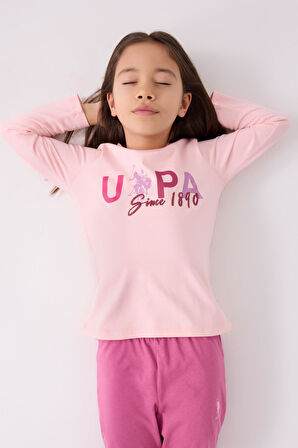 U.S. Polo Assn. 1970 Since 1890 Kız Çocuk Pembe Uzun Kol Pijama Takım