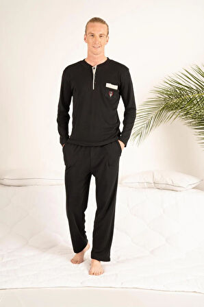 Gd Goldoremi 23403 Erkek Kışlık Yuvarlak Yaka Cepli Pamuklu Pijama Takımı