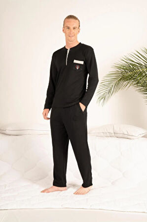 Gd Goldoremi 23403 Erkek Kışlık Yuvarlak Yaka Cepli Pamuklu Pijama Takımı