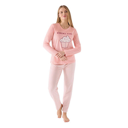 Roly Poly Kadın Pop Corn Cınema Time Uzun Kollu Pijama Takım