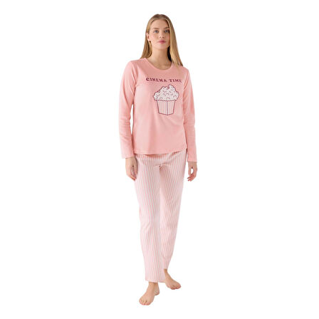 Roly Poly Kadın Pop Corn Cınema Time Uzun Kollu Pijama Takım