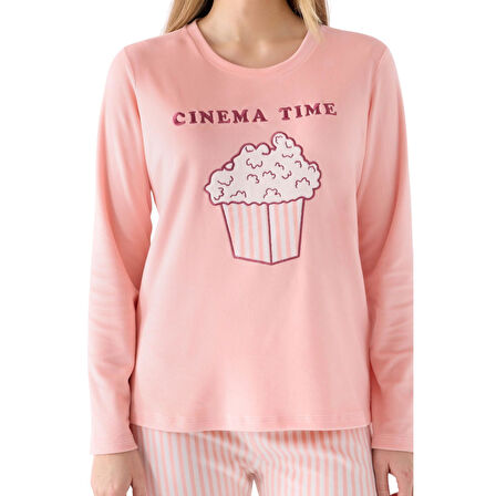Roly Poly Kadın Pop Corn Cınema Time Uzun Kollu Pijama Takım
