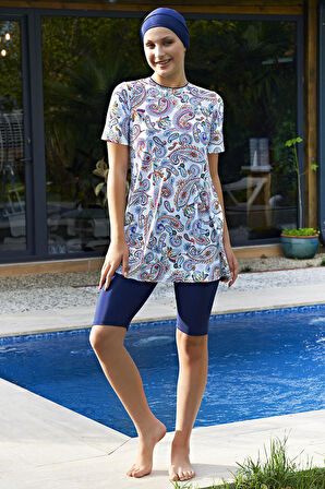 Ruko Maio 2424-3 Yarım Kol Likralı Su İtici ve Çabuk Kuruyan Kumaş Yarı Tesettür Mayo