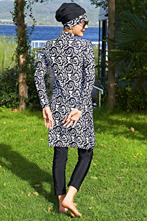 Ruko Maio 2408-6 Desenli Likralı Su İtici Ve Çabuk Kuruyan Kumaş Tesettür Mayo