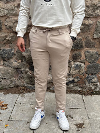 Gd Goldoremi 6649 Erkek Likralı Slim Fit Beli Lastikli İpli Çelik Kumaş Rahat Jogger