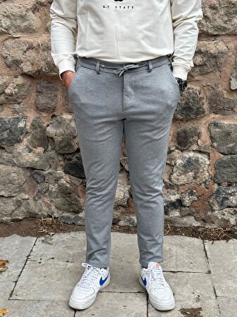 Gd Goldoremi 6649 Erkek Likralı Slim Fit Beli Lastikli İpli Çelik Kumaş Rahat Jogger