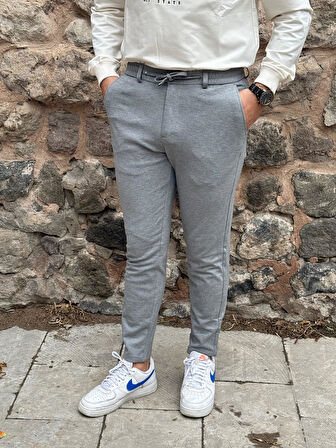 Gd Goldoremi 6649 Erkek Likralı Slim Fit Beli Lastikli İpli Çelik Kumaş Rahat Jogger