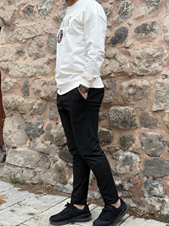 Gd Goldoremi 6649 Erkek Likralı Slim Fit Beli Lastikli İpli Çelik Kumaş Rahat Jogger