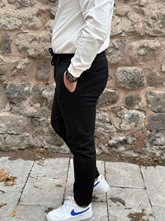 Gd Goldoremi 6649 Erkek Likralı Slim Fit Beli Lastikli İpli Çelik Kumaş Rahat Jogger