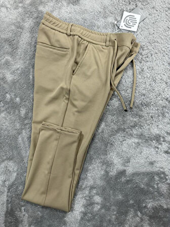 Gd Goldoremi Erkek Slim Fit Beli Lastikli İpli Fermuarlı Likralı Ascoli Kumaş Rahat Jogger