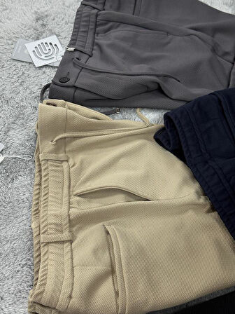 Gd Goldoremi Erkek Slim Fit Beli Lastikli İpli Fermuarlı Likralı Ascoli Kumaş Rahat Jogger