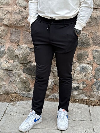 Gd Goldoremi Erkek Slim Fit Beli Lastikli İpli Fermuarlı Likralı Ascoli Kumaş Rahat Jogger
