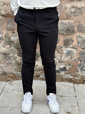 Gd Goldoremi Erkek Slim Fit Beli Lastikli İpli Fermuarlı Likralı Ascoli Kumaş Rahat Jogger