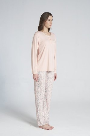 Gd Goldoremi 1718 Kadın Düğmeli Uzun Kollu Pijama Takımı