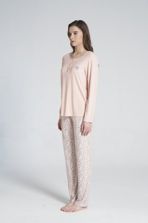 Gd Goldoremi 1718 Kadın Düğmeli Uzun Kollu Pijama Takımı