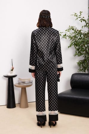 Pierre Cardin Kadın Saten Önden Düğmeli Uzun Kollu Toka Hediyeli Pijama Takım