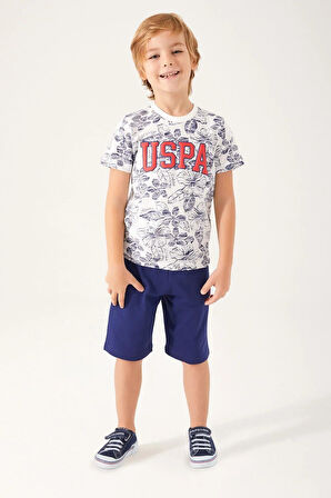 U.S. Polo Assn 1356 Garson Flowered Details Erkek Çocuk Bermuda Takım