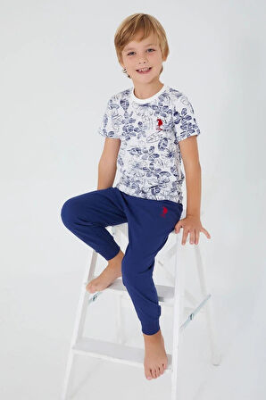 U.S. Polo Assn. 1358 Garson Flowered Erkek Çocuk Kısa Kol Pijama Takım