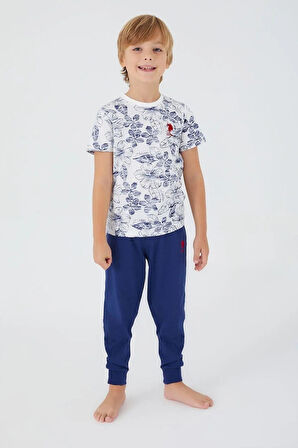 U.S. Polo Assn. 1358 Garson Flowered Erkek Çocuk Kısa Kol Pijama Takım