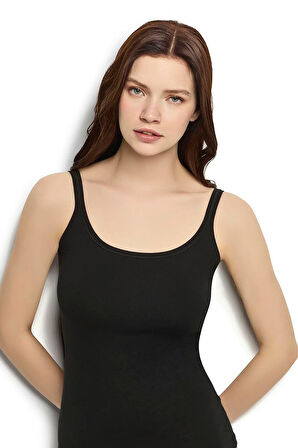 Jiber 528 Kadın Pamuklu Likralı Kalın Geniş Askılı Atlet