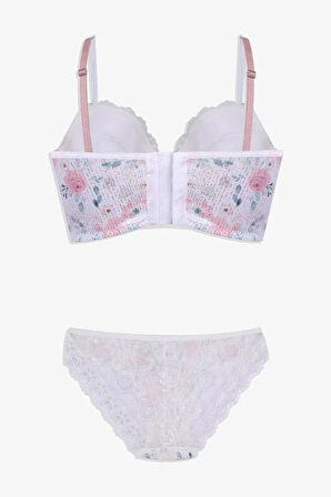 Gd Goldoremi 80311 Kadın Işıltılı Desenli Düğmeli Dantel Detaylı Büstiyer Takım