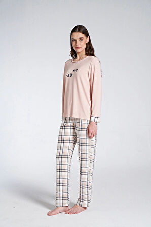 Gd Goldoremi 1732 Don't Quıt Kadın Ekoseli Uzun Kollu Pijama Takım